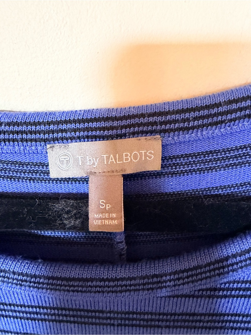 T by Talbots striped drawstring t shirt dress blue stripe S - Picture 3 of 4